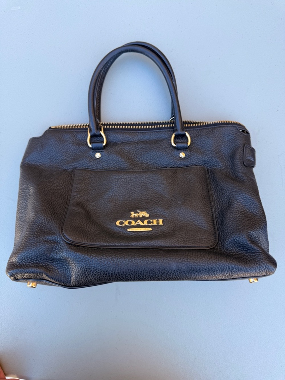 Coach Black Pebbled Leather Satchel with Gold Hardware